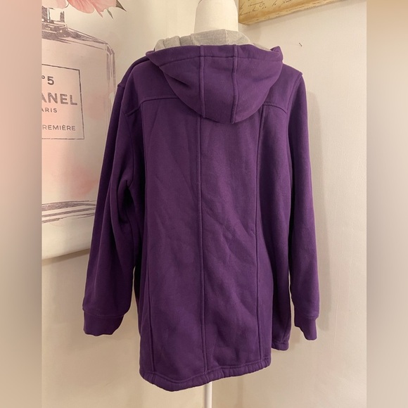 Woman Within Thermal Lined Fleece Hoodie Size 1X Purple - Picture 6 of 16